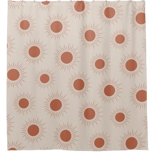 Minimalist Terracotta Abstract Boho sun pattern Duschvorhang (Vorderseite)