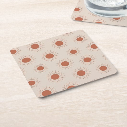 Minimalist Terracotta Abstract Boho sun pattern Rechteckiger Pappuntersetzer (angewinkelt)