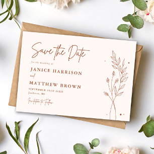 Minimalist Terrakotta Brennendes Orange Boho Hochz Save The Date