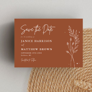 Minimalist Terrakotta Brennendes Orange Boho Hochz Save The Date