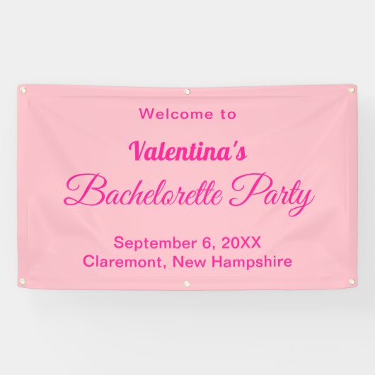 Minimalist Text-Based Pink Bachelorette Party Banner (Horizontal)