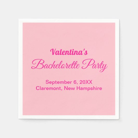 Minimalist Text-Based Pink Bachelorette Party Serviette (Vorderseite)