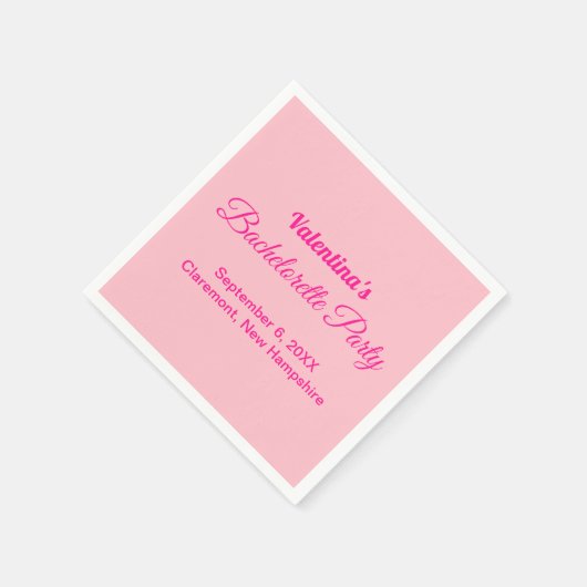 Minimalist Text-Based Pink Bachelorette Party Serviette (Ecke)