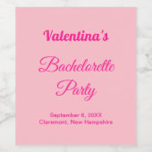 Minimalist Text-Based Pink Bachelorette Party Weinetikett (Einzelnes Label)