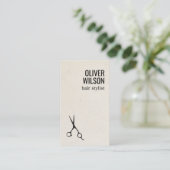 Minimalist Texture Beige Black Bold Hair Salon Visitenkarte (Stehend Vorderseite)