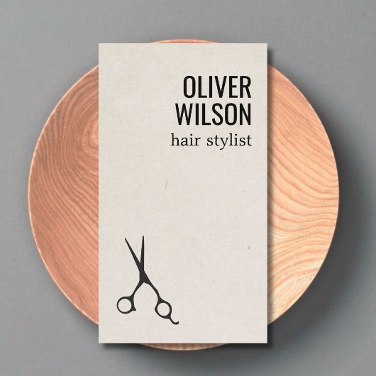 Minimalist Texture Beige Black Bold Hair Salon Visitenkarte