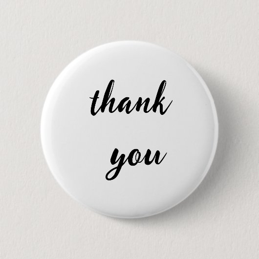 Minimalist Thank You Button Badge – Black Script o (Vorderseite)