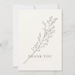Minimalist Thank-You Card with Line Art Floral  Einladung