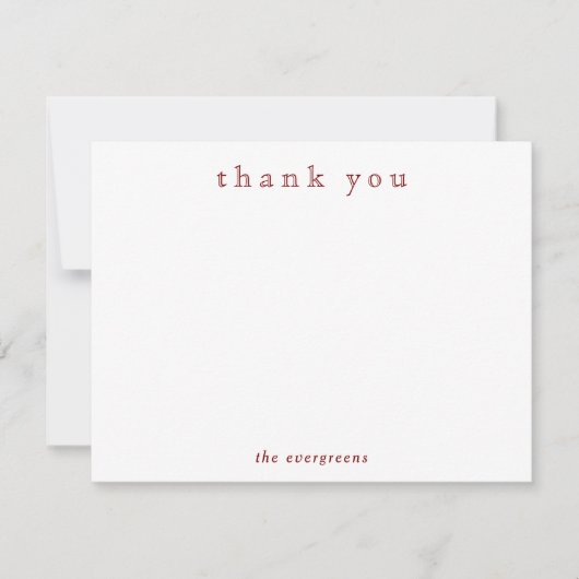 Minimalist Thank You Couples or Family Deep Red Mitteilungskarte (Vorderseite)
