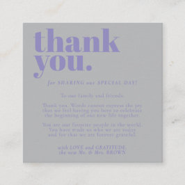 Minimalist Thank You Lavender Silver Begleitkarte