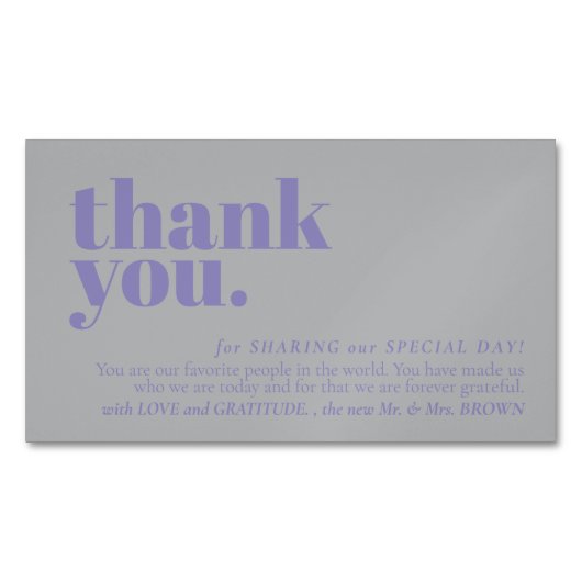 Minimalist Thank You note left Lavender Silver Magnetische Visitenkarte (Vorderseite)