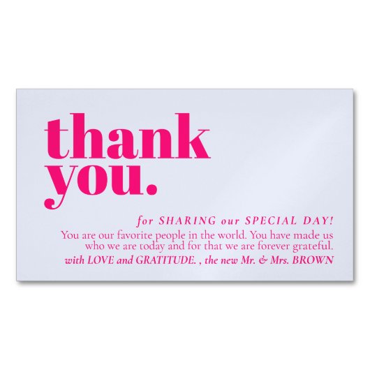 Minimalist Thank You note left Lilac Pink Magnetische Visitenkarte (Vorderseite)