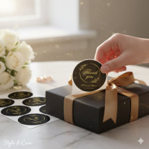 Minimalist Thank You Round Sticker with Refined De