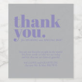Minimalist Thank You simple elegant Lavender Silve Weinetikett (Einzelnes Label)