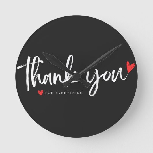 Minimalist "Thank You" Wall Clock Runde Wanduhr (Vorderseite)