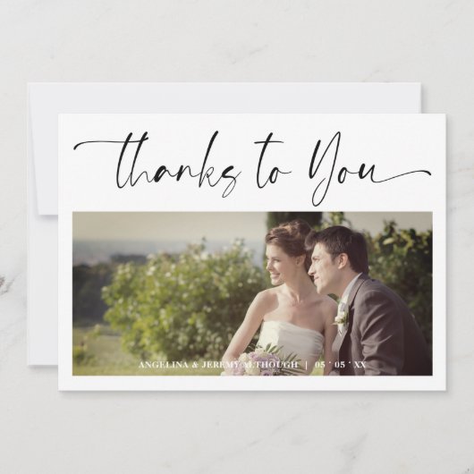 Minimalist Thanks to You Custom Photo Wedding (Vorderseite)