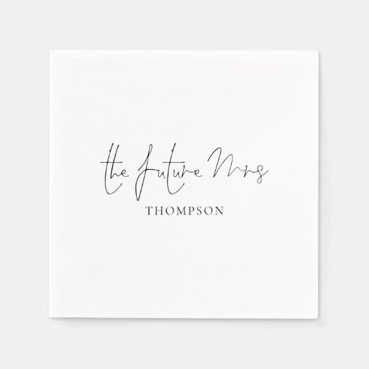 Minimalist The Future Mrs Name Brautparty Serviette (Vorderseite)
