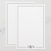 Minimalist Three Letter Monogram Briefpapier (Vorne/Hinten)