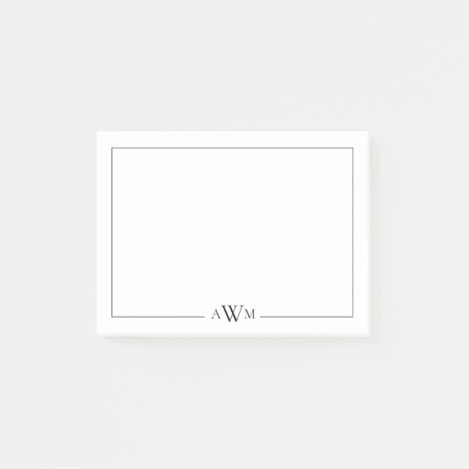 Minimalist Three Letter Monogram Post-it Klebezettel (Vorderseite)