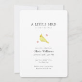 Minimalist Tiny Floral Bird Baby Shower  Einladung (Vorderseite)