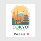 Minimalist Tokyo Japan Magnet Sticker – Modern  (Blatt)