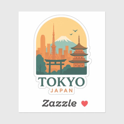 Minimalist Tokyo Japan Magnet Sticker – Modern (Blatt)