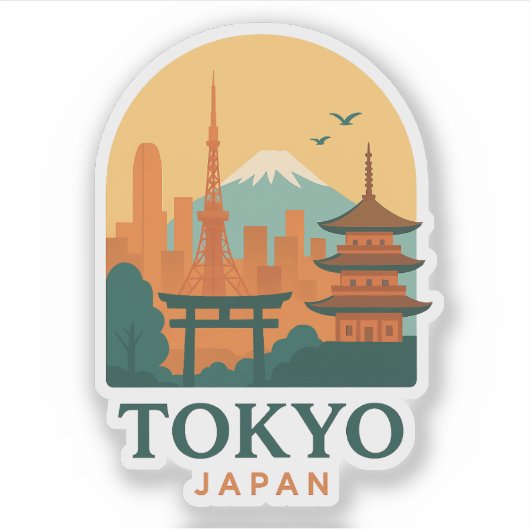 Minimalist Tokyo Japan Magnet Sticker – Modern  (Vorderseite)