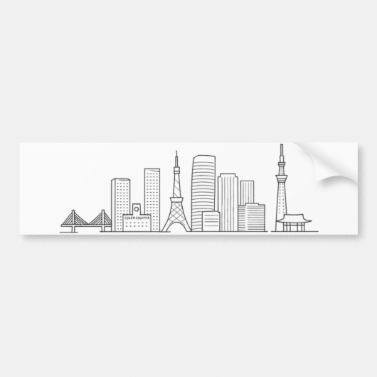 Minimalist Tokyo Skyline Illustration Autoaufkleber (Vorne)