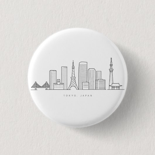 Minimalist Tokyo Skyline Illustration Button (Vorderseite)