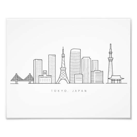 Minimalist Tokyo Skyline Illustration Fotodruck (Vorne)