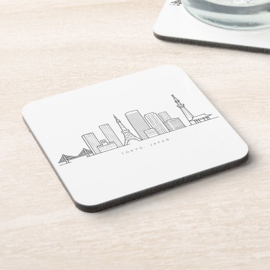 Minimalist Tokyo Skyline Illustration Getränkeuntersetzer (Linke Seite)