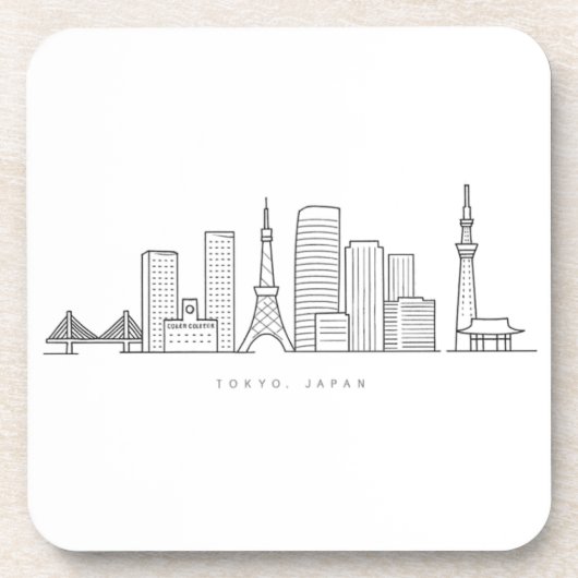Minimalist Tokyo Skyline Illustration Getränkeuntersetzer (Vorderseite)