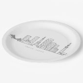 Minimalist Tokyo Skyline Illustration Pappteller (Schrägansicht)
