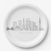 Minimalist Tokyo Skyline Illustration Pappteller (Vorderseite)