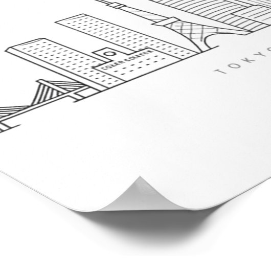 Minimalist Tokyo Skyline Illustration Poster (Ecke)