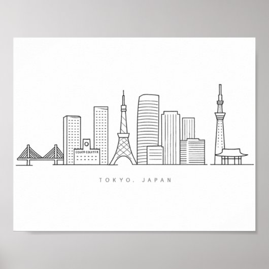 Minimalist Tokyo Skyline Illustration Poster (Vorne)