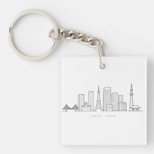 Minimalist Tokyo Skyline Illustration Schlüsselanhänger (Vorderseite)