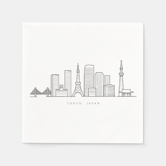 Minimalist Tokyo Skyline Illustration Serviette (Vorderseite)