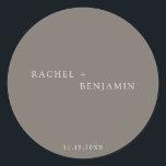 Minimalist Traditional Simple Taupe Ivory wedding  Runder Aufkleber<br><div class="desc">Simple,  minimalist taupe ivory wedding sticker or label.</div>