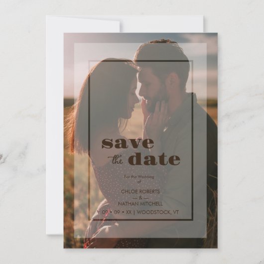 Minimalist Transparency Vellum Effect Photo Card Save The Date (Vorderseite)
