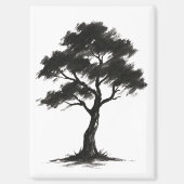 Minimalist Tree – Ink Brush Nature Illustration on Magnet (Vorderseite)