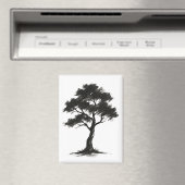 Minimalist Tree – Ink Brush Nature Illustration on Magnet (In Situ (Geschirrspüler))