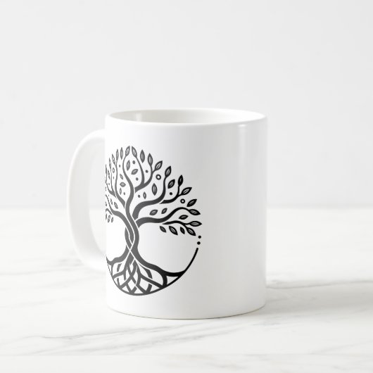 Minimalist Tree of Life Kaffeetasse (Vorderseite Links)