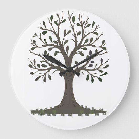 🌳 Minimalist Tree of Life Wall Clock - Modern Nat Große Wanduhr (Vorderseite)