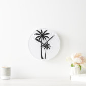 Minimalist Tropical Palm Trees Silhouette Art Tee Runde Wanduhr (Zuhause)