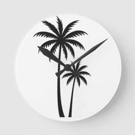 Minimalist Tropical Palm Trees Silhouette Art Tee Runde Wanduhr (Vorderseite)