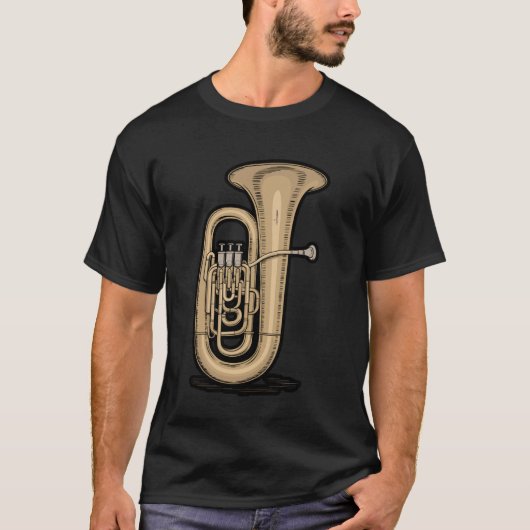 Minimalist Tuba Brass Instrument Art T-Shirt (Vorderseite)