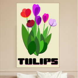 Minimalist Tulips Art Print – Modern Floral Poster