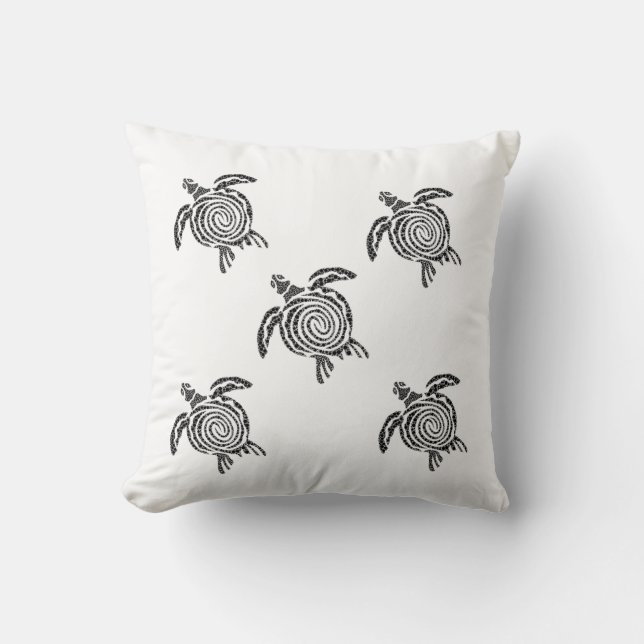 Minimalist Turtle Throw Pillow – 16x16 Modern Sea  Kissen (Vorderseite)