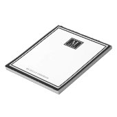 Minimalist Two Boarder Monogram Name Black White Notizblock (Rotiert)